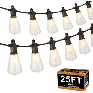 Outdoor String Lights, 25FT Waterproof Patio Lights with 13 (1 Spare)